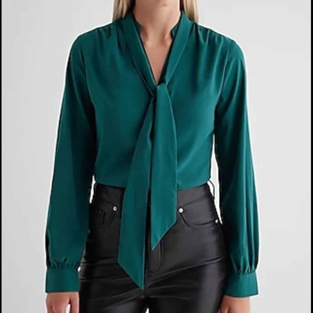 Express Relaxed Portofino Blouse Size L, teal